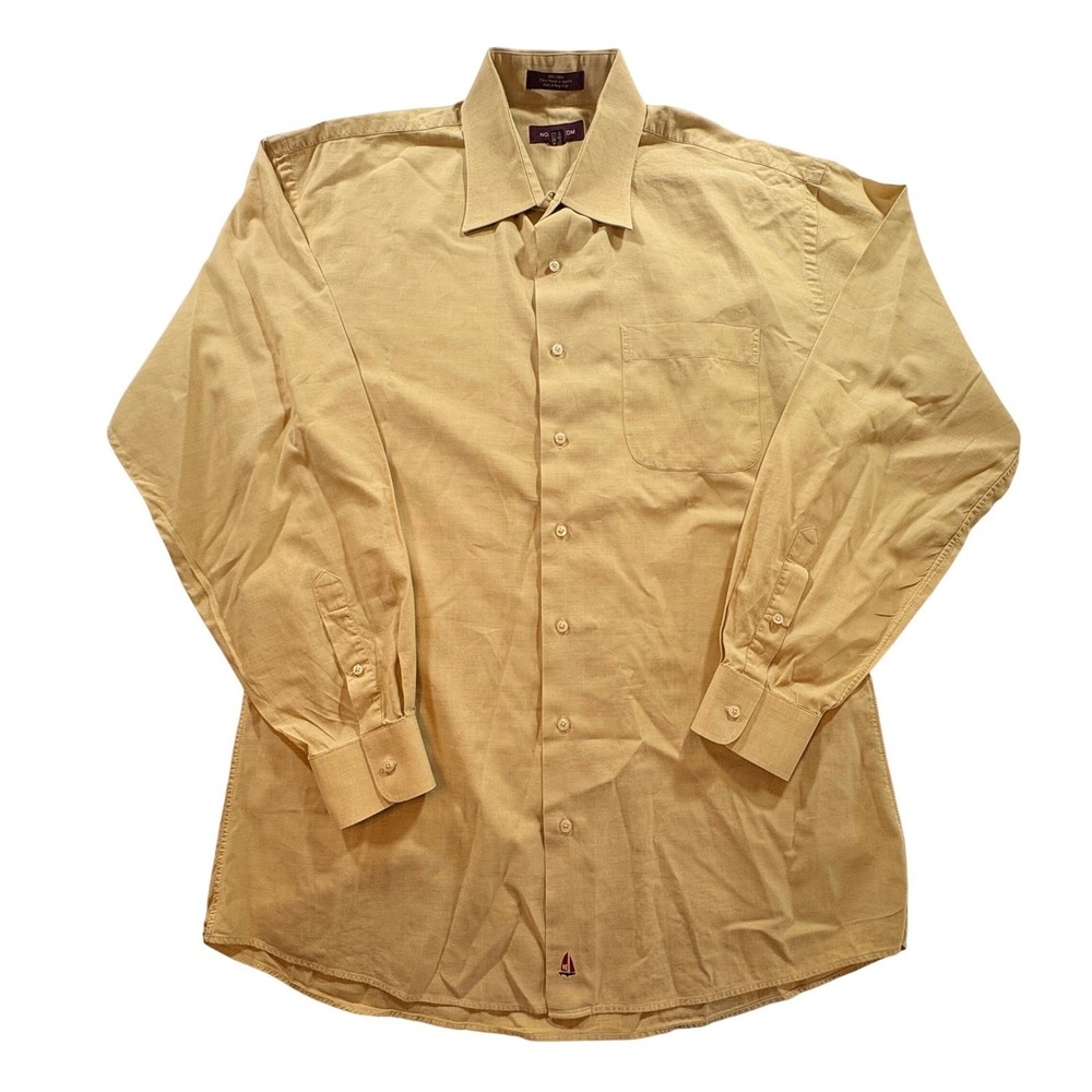 Nordstrom Button Down Shirt Mens 18-36 Tan Long Sleeve Cotton Austrian Fabric